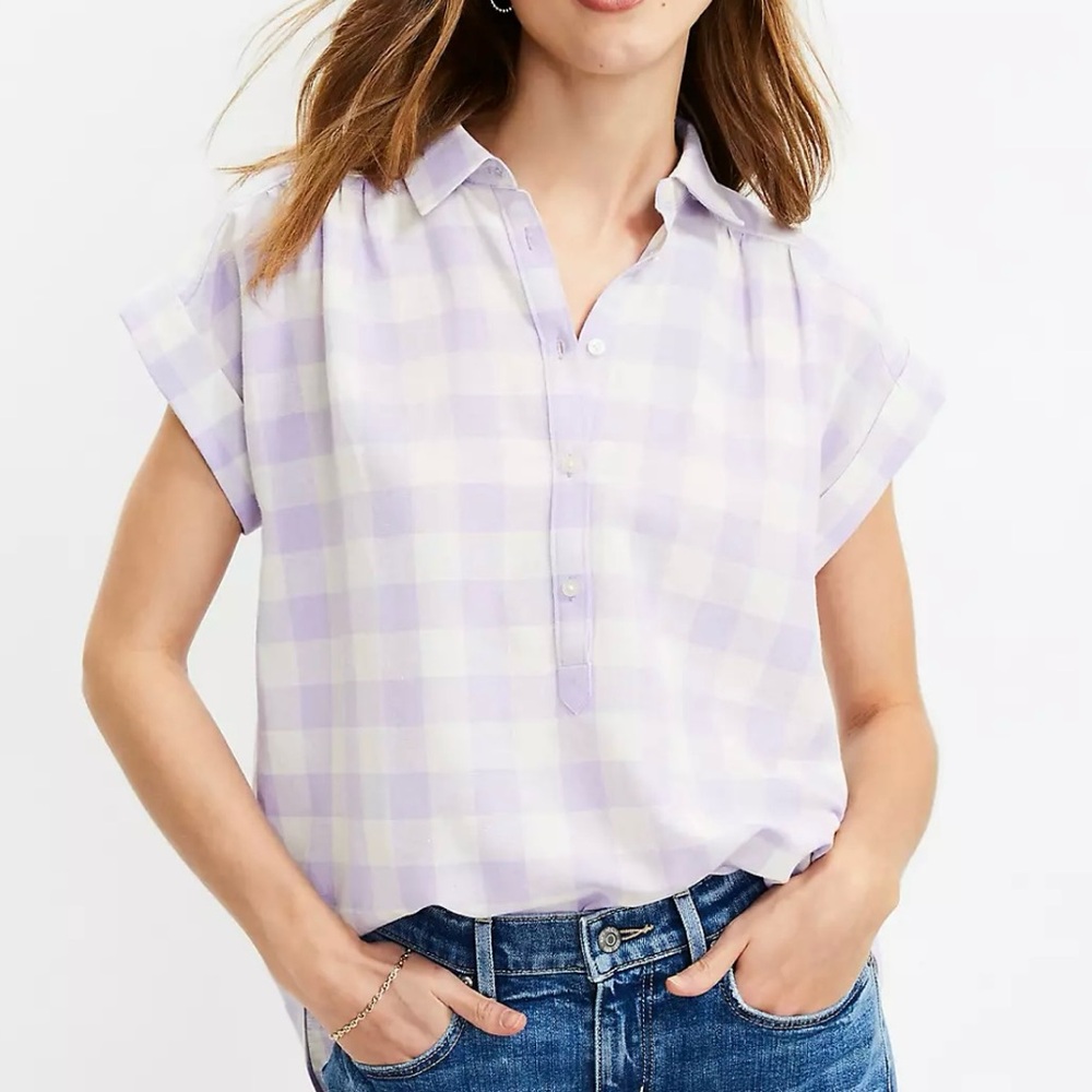 Loft Lavender Checkered Women's Top